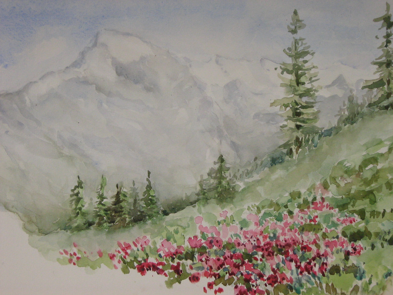 Paesaggio alpino acquerello